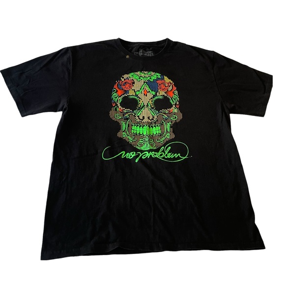 Other - No Problem Mexico Day of The Dead Neon Skull Black T Shirt